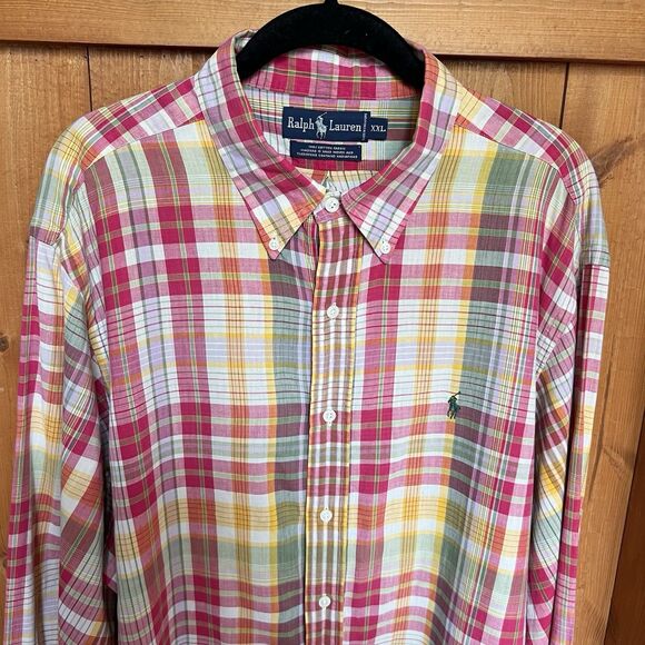 VTG Polo Ralph Lauren Button Down Shirt Mens XXL Madras Plaid Multicolor Preppy - Picture 1 of 9